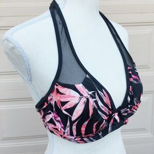 Freya Black and Pink Tropical Bikini Top 36D